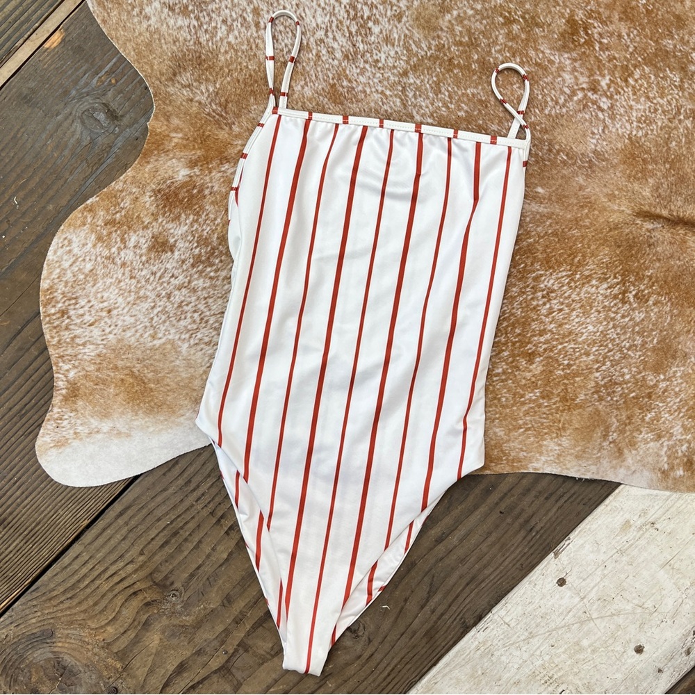 Skin By Same Striped Lowcut Back One Piece Swimsuit